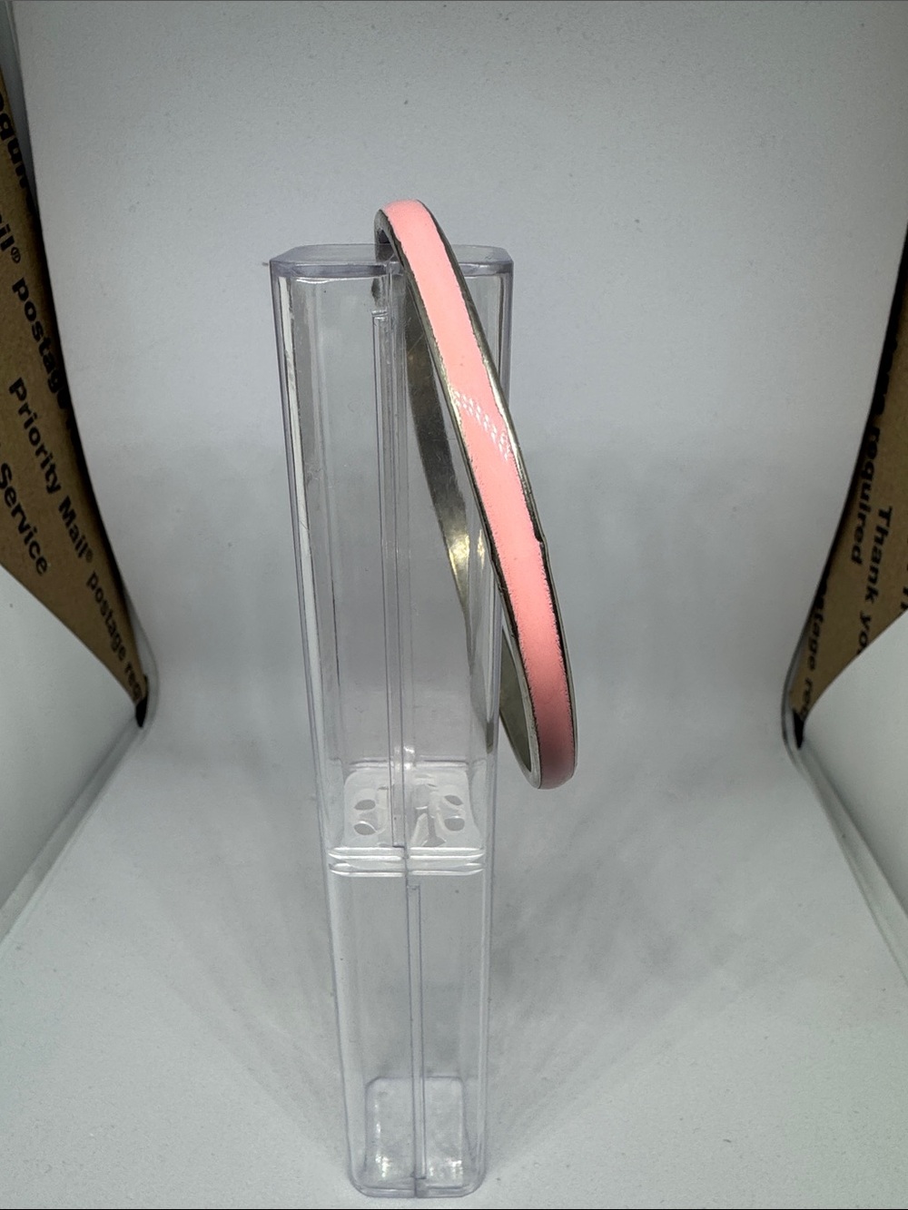 Pink Enamel Metal Bangle Bracelet